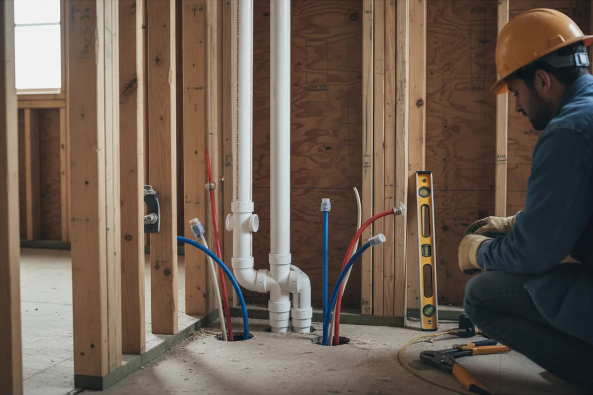Drain and supply rough-in during Drain Cleaning in Wynantskill